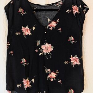 Abercrombie & Fitch Black Floral Blouse